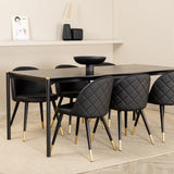 Pelle Jídelní stůl, Černá černá Černá+Velvet Jídelní židle w. Stiches , PU , Black Black_6