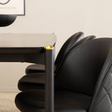 Pelle Jídelní stůl, Černá černá Černá+Velvet Jídelní židle w. Stiches , PU , Black Black_6