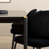 Jídelní stůl Pelle, černá černá Černá+Wrinkles jídelní židle, černé nohy, černá Velvet_6