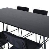 Jídelní stůl Petra , černá černá dýha + židle Kenth , černý černý samet_6