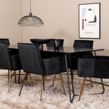 Jídelní stůl Petra , černá černá dýha + židle Petra , distressed měď černý samet_6