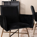 Jídelní stůl Petra , černá černá dýha + židle Petra , distressed měď černý samet_6