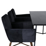 Jídelní stůl Petra , černá černá dýha + židle Petra , distressed měď černý samet_6