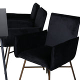 Jídelní stůl Petra , černá černá dýha + židle Petra , distressed měď černý samet_6