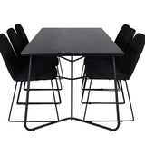 Jídelní stůl Petra, černá černá dýha+muce jídelní židle, černé nohy, černá látka_6