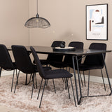 Jídelní stůl Petra, černá černá dýha+muce jídelní židle, černé nohy, černá látka_6