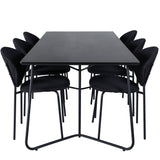 Jídelní stůl Petra , černá černá dýha + jídelní židle klenba , černé nohy , černá látka_6