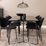 Jídelní stůl Petra , černá černá dýha + jídelní židle klenba , černé nohy , černá látka_6