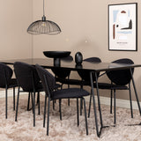 Jídelní stůl Petra , černá černá dýha + jídelní židle klenba , černé nohy , černá látka_6