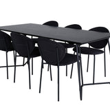 Jídelní stůl Petra , černá černá dýha + jídelní židle klenba , černé nohy , černá látka_6