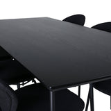 Jídelní stůl Petra , černá černá dýha + jídelní židle klenba , černé nohy , černá látka_6