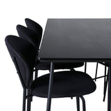 Jídelní stůl Petra , černá černá dýha + jídelní židle klenba , černé nohy , černá látka_6