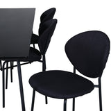 Jídelní stůl Petra , černá černá dýha + jídelní židle klenba , černé nohy , černá látka_6