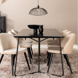 Jídelní stůl Petra , černá černá dýha + židle se sametovými stehy , černá béžová Velvet_6