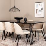 Jídelní stůl Petra , černá černá dýha + židle se sametovými stehy , černá béžová Velvet_6