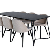 Jídelní stůl Petra , černá černá dýha + židle se sametovými stehy , černá béžová Velvet_6