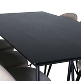 Jídelní stůl Petra , černá černá dýha + židle se sametovými stehy , černá béžová Velvet_6