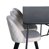 Jídelní stůl Petra , černá černá dýha + židle se sametovými stehy , černá béžová Velvet_6