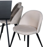 Jídelní stůl Petra , černá černá dýha + židle se sametovými stehy , černá béžová Velvet_6