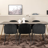 Jídelní stůl Petra , Distressed Copper Black Veneer+Wrinkles Jídelní židle , Černé nohy , Black Velvet_6