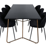 Jídelní stůl Petra , Distressed Copper Black Veneer+Wrinkles Jídelní židle , Černé nohy , Black Velvet_6