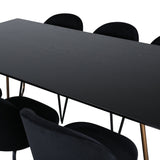 Jídelní stůl Petra , Distressed Copper Black Veneer+Wrinkles Jídelní židle , Černé nohy , Black Velvet_6