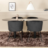 Oválný jídelní stůl Pillan, židle Black Black Glass Marble+Berit, Black Black Velvet_4