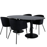 Oválný jídelní stůl Pillan, židle Black Black Glass Marble+Berit, Black Black Velvet_4