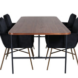 Jídelní stůl Uno , černá ořechová dýha + židle Petra , distressed měď Black Velvet_4