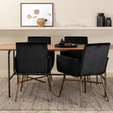 Jídelní stůl Uno , černá ořechová dýha + židle Petra , distressed měď Black Velvet_4