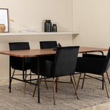 Jídelní stůl Uno , černá ořechová dýha + židle Petra , distressed měď Black Velvet_4