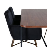 Jídelní stůl Uno , černá ořechová dýha + židle Petra , distressed měď Black Velvet_4