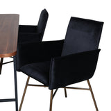 Jídelní stůl Uno , černá ořechová dýha + židle Petra , distressed měď Black Velvet_4
