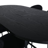 Skate oválný jídelní stůl, černá černá dýha + jídelní židle klenba, černé nohy, černá látka_4