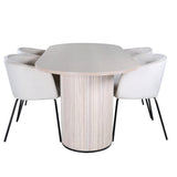 Oválný jídelní stůl Bianca , White Wash Černá dýha + židle Berit , Black Beige Velvet_4