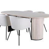 Oválný jídelní stůl Bianca , White Wash Černá dýha + židle Berit , Black Beige Velvet_4