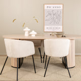 Oválný jídelní stůl Bianca , White Wash Černá dýha + židle Berit , Black Beige Velvet_4
