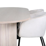 Oválný jídelní stůl Bianca , White Wash Černá dýha + židle Berit , Black Beige Velvet_4