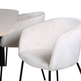 Oválný jídelní stůl Bianca , White Wash Černá dýha + židle Berit , Black Beige Velvet_4
