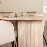 Oválný jídelní stůl Bianca , White Wash Černá dýha + židle Berit , Black Beige Velvet_4