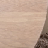 Bianca kulatý jídelní stůl , White Wash Černá Dýha + Sametová jídelní židle Manšestr , Béžová Černá_4