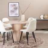 Bianca kulatý jídelní stůl , bílá Wash Černá dýha + Polar Fluff jídelní židle , černé nohy , bílý Teddy _4