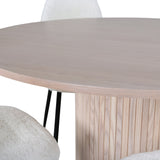 Bianca kulatý jídelní stůl , bílá Wash Černá dýha + Polar Fluff jídelní židle , černé nohy , bílý Teddy _4