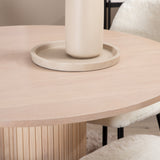 Bianca kulatý jídelní stůl , bílá Wash Černá dýha + Polar Fluff jídelní židle , černé nohy , bílý Teddy _4