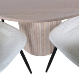 Bianca kulatý jídelní stůl , bílá Wash Černá dýha + Polar Fluff jídelní židle , černé nohy , bílý Teddy _4