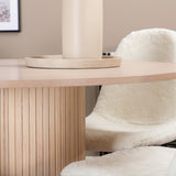 Bianca kulatý jídelní stůl , bílá Wash Černá dýha + Polar Fluff jídelní židle , černé nohy , bílý Teddy _4