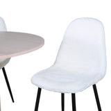 Bianca kulatý jídelní stůl , bílá Wash Černá dýha + Polar Fluff jídelní židle , černé nohy , bílý Teddy _4