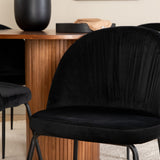 Kulatý jídelní stůl Bianca - Ořech / Černá dýha+Wrinkles Jídelní židle - Černé nohy - Black Velvet_4