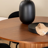 Kulatý jídelní stůl Bianca - Ořech / Černá dýha+Wrinkles Jídelní židle - Černé nohy - Black Velvet_4