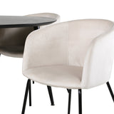 Jídelní stůl Dipp - 115 cm - černá dýha / celé černé nohy + židle Berit - černá / béžová Velvet_4
